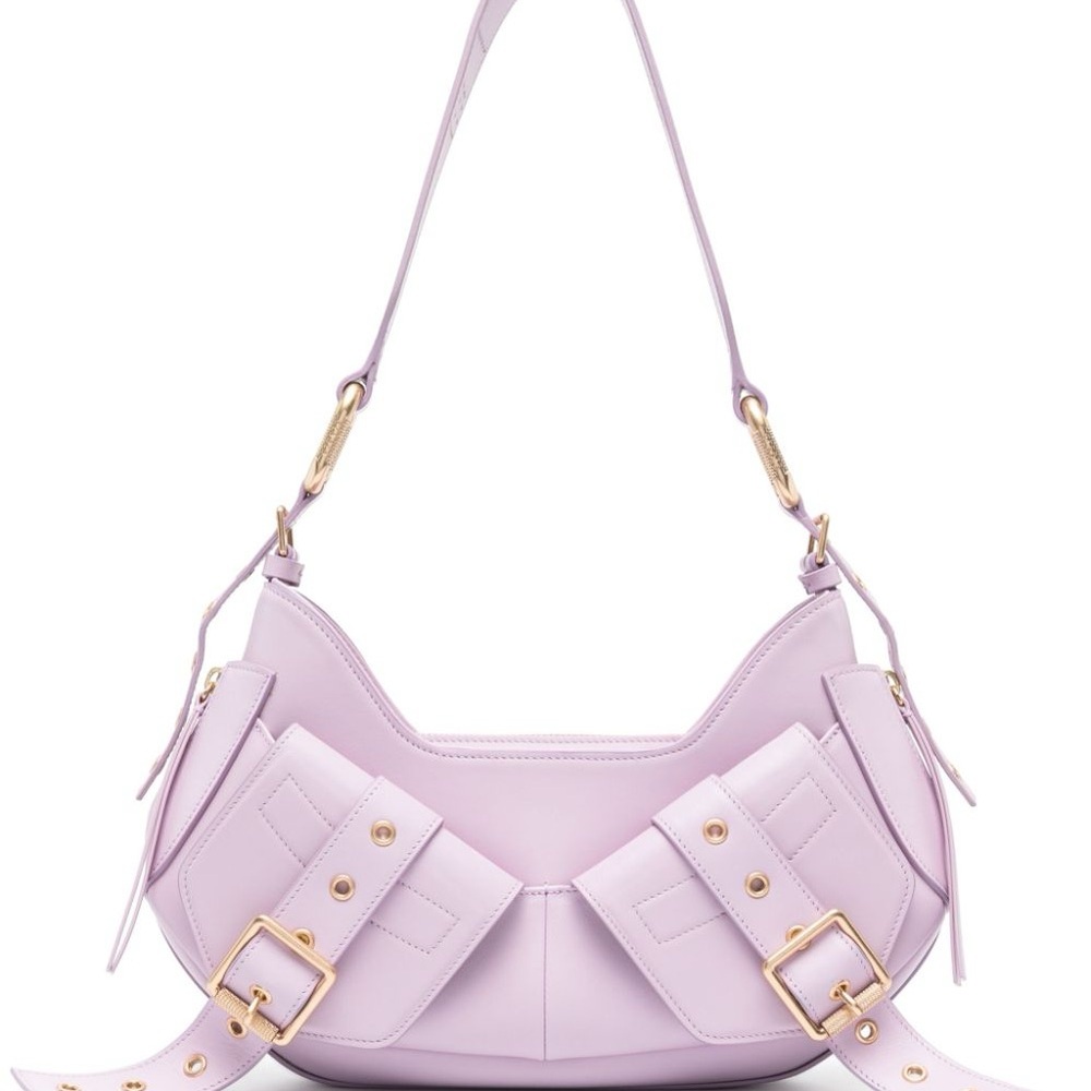 Biasia. Leather Self. CTN lined. Lavender. Exquisite Golden Hardware.